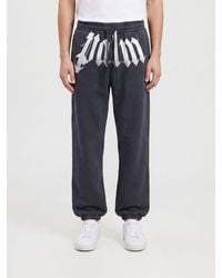 Palm Angels - Cotton Track Trousers With Elasticated Waist And Contrast Logo - Lyst