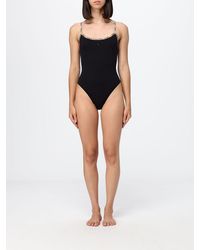 Burberry - Nylon One-Piece Swimsuit With Criss-Cross Straps And Ekd Logo - Lyst