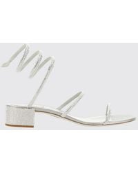 Rene Caovilla - Cleo Satin Sandals With Rhinestones - Lyst