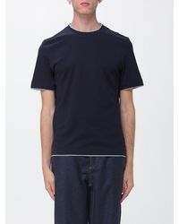 Brunello Cucinelli - Crewneck Cotton T-Shirt With Contrast Trims - Lyst