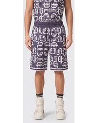 Philipp Plein - Gothic Jersey Sport Shorts With Monogram Logo Print - Lyst