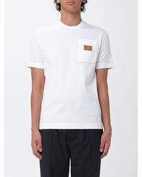 Fendi - Cotton T-Shirt With Patch Pocket And Applied Logo - Lyst
