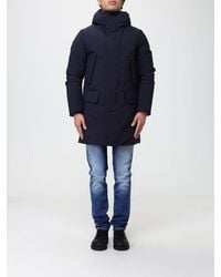Save The Duck - Knee-Length Softshell Parka With Hood And High Neck - Lyst