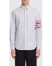 Thom Browne - Cotton Button-Down Shirt With Iconic 4-Bar Appliqué - Lyst