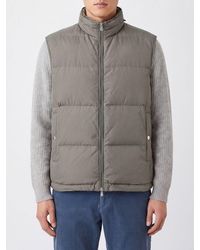 Brunello Cucinelli - Padded Nylon Gilet With High Neck And Hood - Lyst
