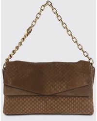 Gucci - Interlocking G Suede Bag With Embossed Gg Monogram - Lyst
