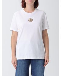 Elisabetta Franchi - Cotton T-Shirt With Applied Metallic Logo - Lyst