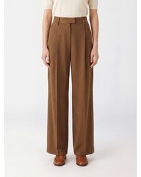 Brunello Cucinelli - High-Waisted Wool Blend Palazzo Trousers With Monili - Lyst