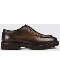 Doucal's - Smooth Leather Derby Shoes With Raised Apron And Rubber Sole - Lyst