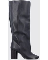 Lemaire - Crease Sleeve Leather Knee-High Boots With Cylindrical Heel - Lyst