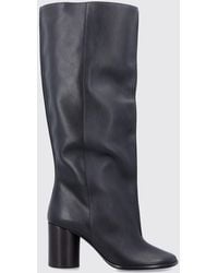 Lemaire - Crease Sleeve Leather Knee-High Boots With Cylindrical Heel - Lyst