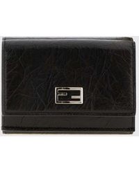 Fendi - Ff Monogram Wrinkled-Effect Leather Tri-Fold Wallet - Lyst