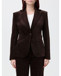 Hanita - Single-Breasted Velvet Blazer With Lapel Collar And Slit Pockets - Lyst