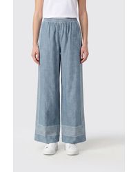 Ermanno Scervino - Printed Silk Palazzo Trousers - Lyst