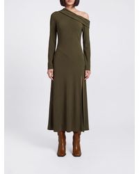 Alberta Ferretti - Asymmetrical Slim Fit Viscose Midi Dress With Slit - Lyst