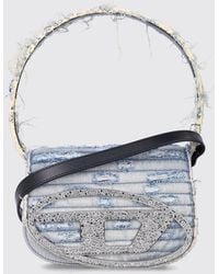 DIESEL - 1Dr Mini Denim Bag With Rhinestone Oval D Logo - Lyst