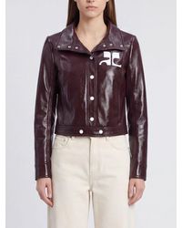 Courreges - Courr&Egrave	Ges Slim Fit Cropped Coated Cotton Jacket With Logo - Lyst