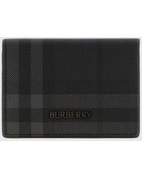 Burberry - Bifold Coated Cotton Wallet With Check Motif And Tonal Logo - Lyst