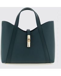 Furla - Goccia Small Grained Leather Tote Bag By With Snap Closure - Lyst