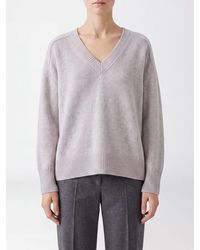 Kujten - 100% Cashmere V-Neck Jumper With Dropped Shoulders - Lyst
