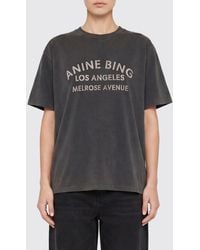 Anine Bing - Slogan Print Cotton T-Shirt With Contrasting Logo - Lyst