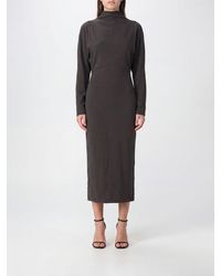 Giorgio Armani - High-Neck Draped Silk-Blend Sheath Midi Dress - Lyst