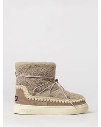 Mou - Eskimo Shearling And Suede Ankle Boots With Adjustable Drawstring - Lyst