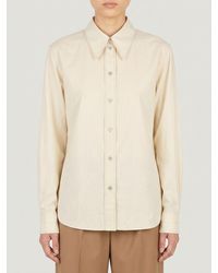 Lemaire - Long-Sleeved Cotton And Silk Blend Shirt With Curved Hem - Lyst