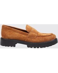 Tory Burch - Suede Loafers With Metallic Double T Logo And Serrated Sole - Lyst