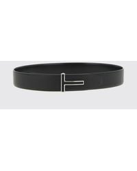 Tom Ford - Reversible Calfskin Leather Belt With T Logo Buckle - Lyst