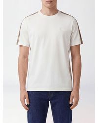 Burberry - Cotton T-Shirt With Ekd Logo And Check Pattern Bands - Lyst