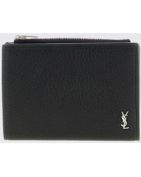 Saint Laurent - Tiny Cassandre Hammered Leather Wallet - Lyst
