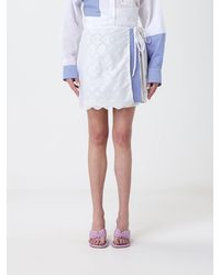 MSGM - Cotton Poplin And Sangallo Mini Skirt - Lyst