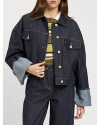 Twinset - Cropped Denim Jacket With Classic Collar And Patch Pockets - Lyst