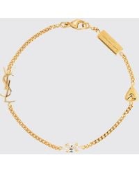 Saint Laurent - Opyum Brass Bracelet With Ysl Monogram And Crystals - Lyst