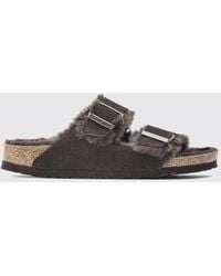 Birkenstock - Arizona Suede Sandals With Shearling Lining And Buckles - Lyst