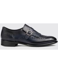 Doucal's - Leather Monk Strap Shoes With Brogue Detail - Lyst