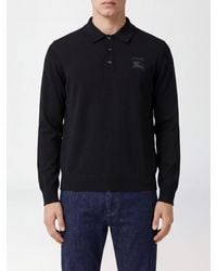 Burberry - Ekd Logo Long-Sleeved Knitted Wool Polo - Lyst