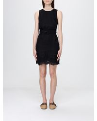 Twinset - Linen Mini Dress With Lace Inserts - Lyst