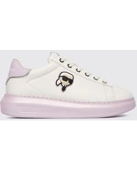 KARL LAGERFELD - Graphic Print Calf Leather Low-Top Sneakers With Round Toe - Lyst