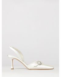 Manolo Blahnik - Zutoslipla Satin Slingback Pumps With Jewelled Buckle And Stiletto Heel - Lyst