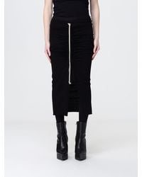 Rick Owens - Cotton Midi Skirt With Drawstring - Lyst