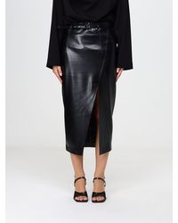 SIMONA CORSELLINI - High-Waisted Faux Leather Pencil Skirt With Front Slit - Lyst
