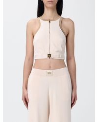 Elisabetta Franchi - Viscose Crop Top With Zip - Lyst