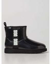 UGG Classic Clear Mini Faux-shearling Rain Boots - Black