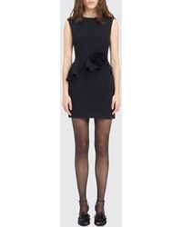 ROTATE BIRGER CHRISTENSEN - Sleeveless Crêpe Sheath Mini Dress With Flower Appliqué And Ruffles - Lyst