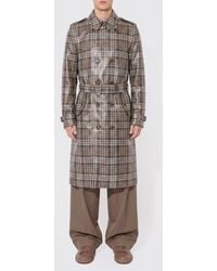 Burberry - Check Polyester Double-Breasted Trench Coat - Lyst