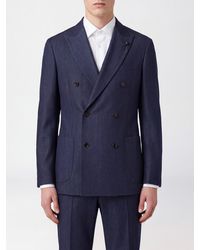 Lardini - Double-Breasted Wool Blazer With Peak Lapels And Patch Pockets - Lyst