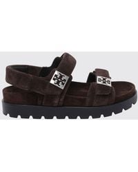 Tory Burch - Mellow Suede Platform Sandals With Double T Logo - Lyst