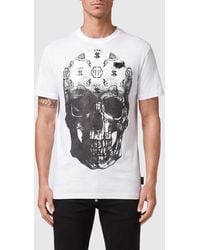Philipp Plein - Cotton T-Shirt With Contrasting Back Skull And Logo Print - Lyst